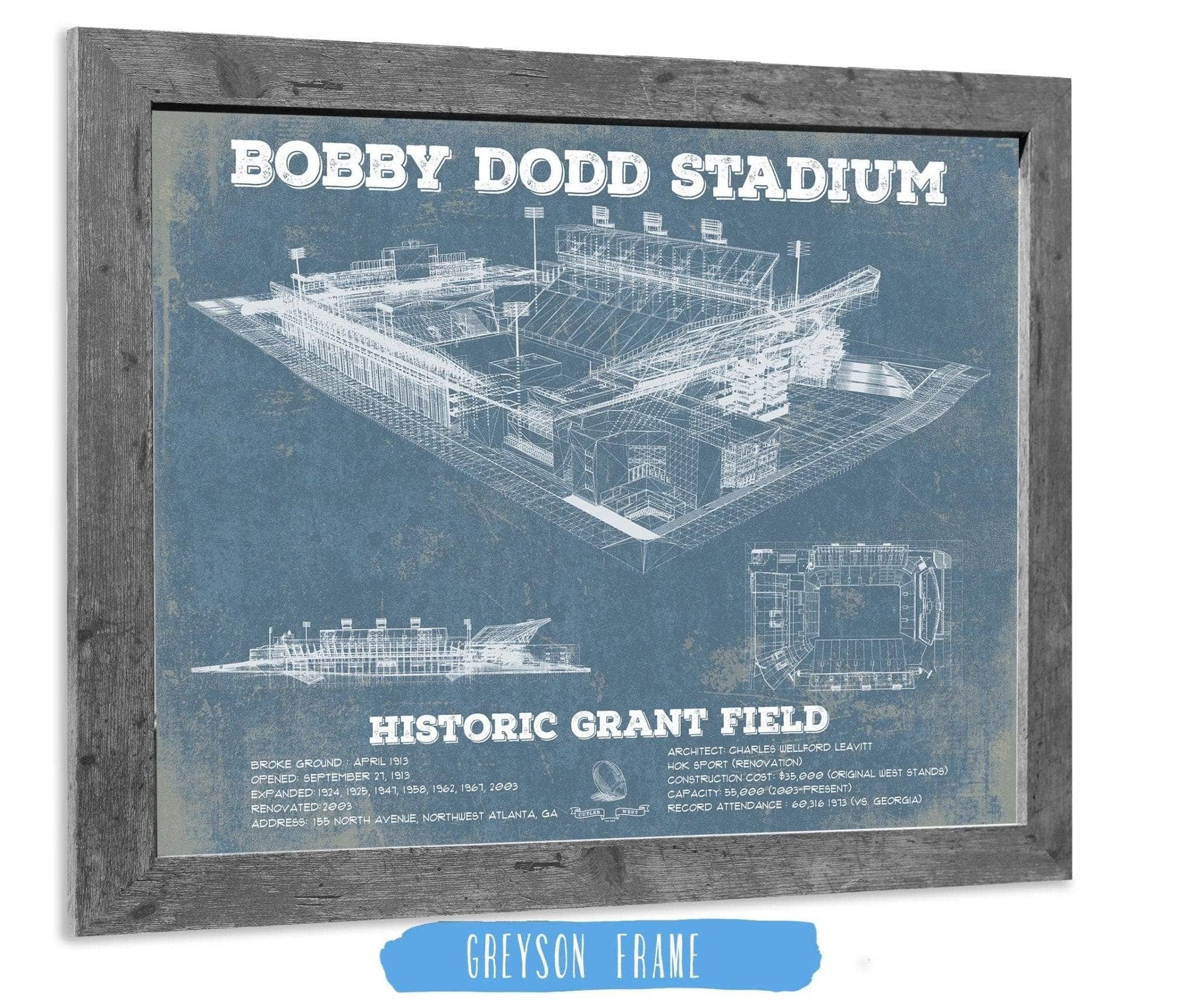 Cutler West College Football Collection 14" x 11" / Greyson Frame Georgia Tech Yellow Jackets - Bobby Dodd Stadium at Historic Grant Field 835000125_48744