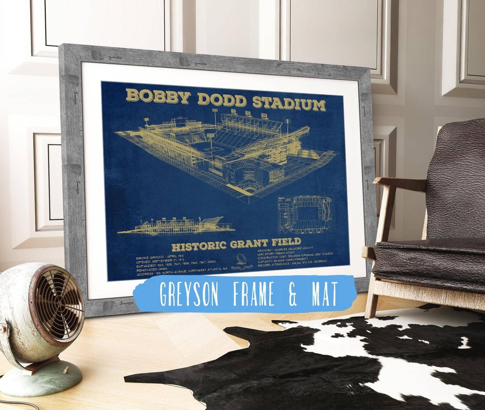Cutler West College Football Collection 14" x 11" / Greyson Frame & Mat Georgia Tech Yellow Jackets - Bobby Dodd Stadium at Historic Grant Field 835000126_48679