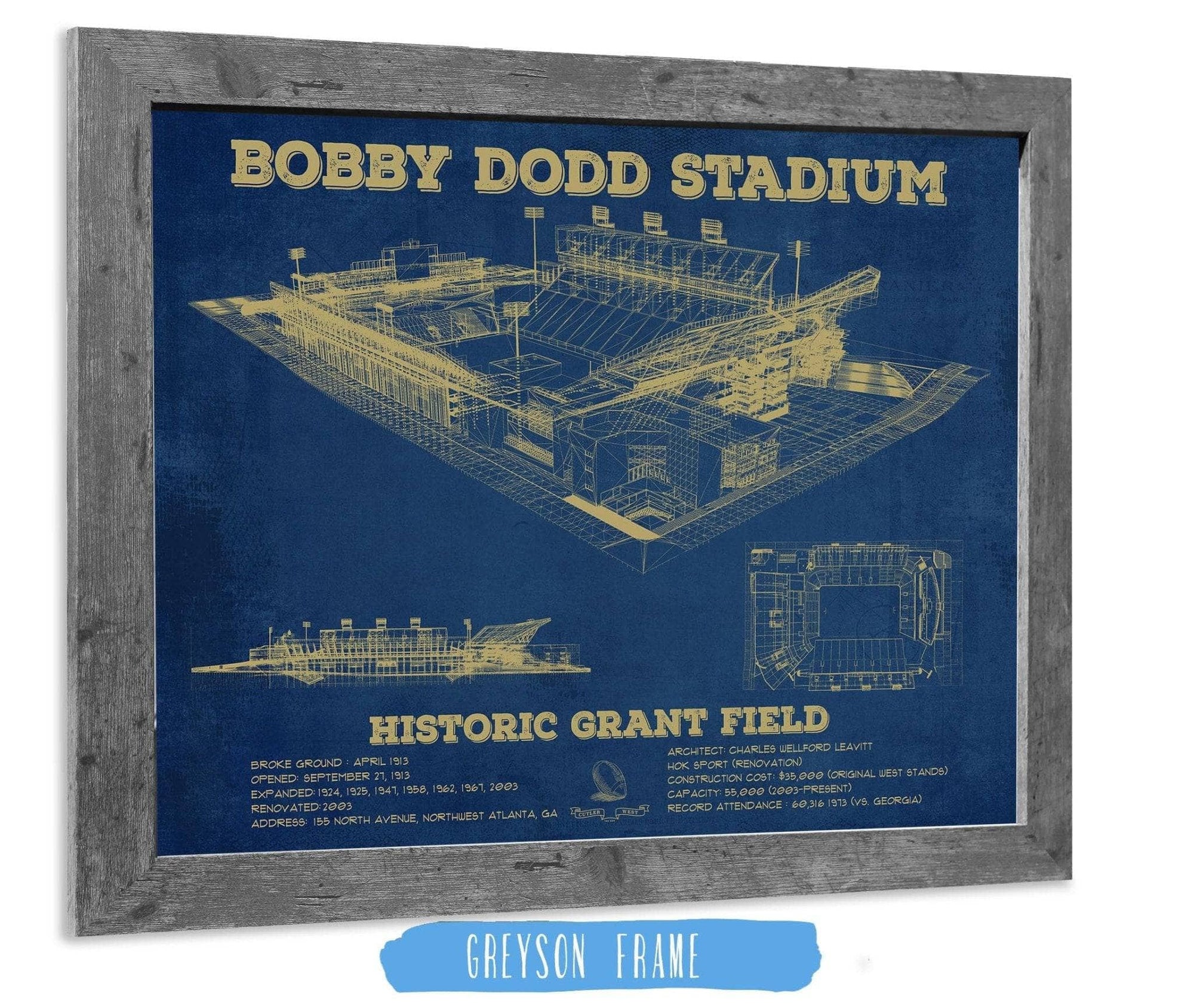 Cutler West College Football Collection 14" x 11" / Greyson Frame Georgia Tech Yellow Jackets - Bobby Dodd Stadium at Historic Grant Field 835000126_48678