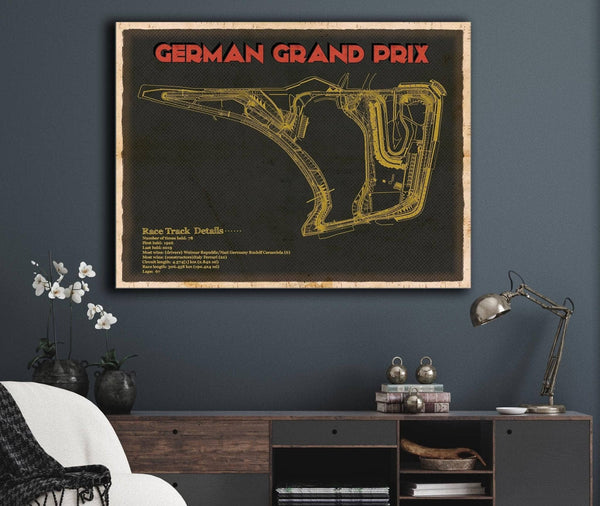 Cutler West German Grand Prix Blueprint Race Track Print