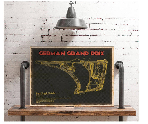 Cutler West German Grand Prix Blueprint Race Track Print