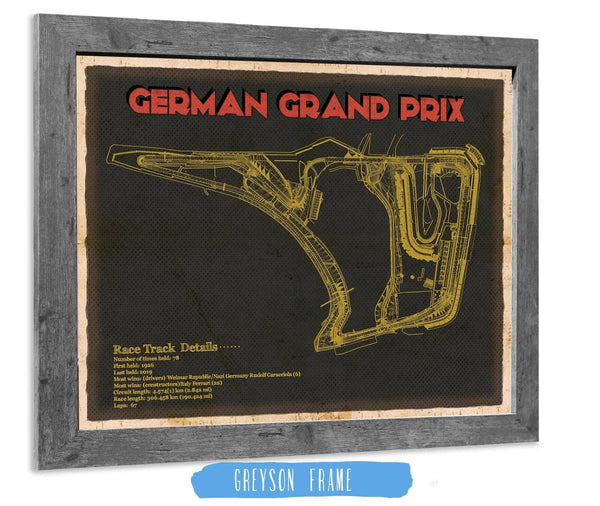 14" x 11" / Greyson Frame Cutler West German Grand Prix Blueprint Race Track Print