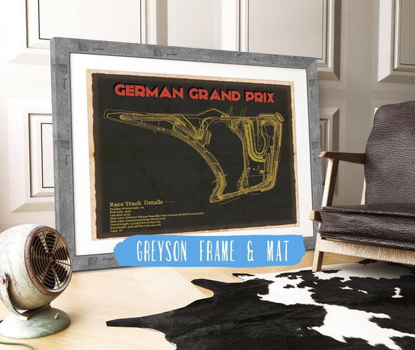 14" x 11" / Greyson Frame & Mat Cutler West German Grand Prix Blueprint Race Track Print