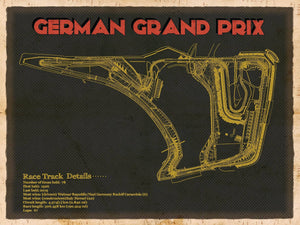 14" x 11" / Unframed Cutler West German Grand Prix Blueprint Race Track Print