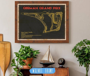 20" x 16" / Walnut Frame Cutler West German Grand Prix Blueprint Race Track Print