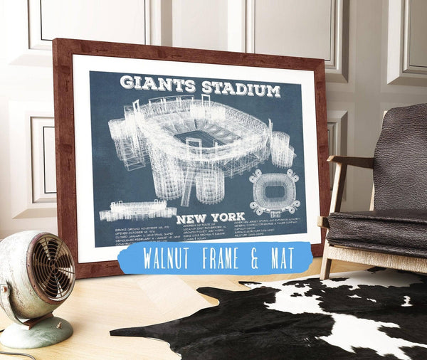 20" x 16" / Walnut Frame & Mat Cutler West Giants Stadium - The Meadowlands New York Vintage Print