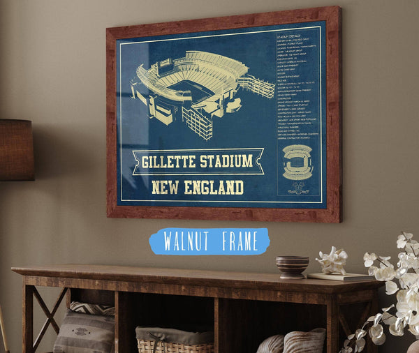 20" x 16" / Walnut Frame Cutler West Gillette Stadium New England Patriots - Vintage Football Print