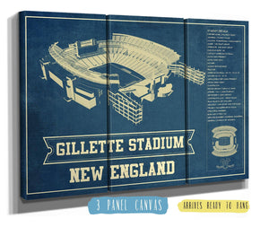 36" x 24" / 3 Panel Canvas Wrap Cutler West Gillette Stadium New England Patriots - Vintage Football Print