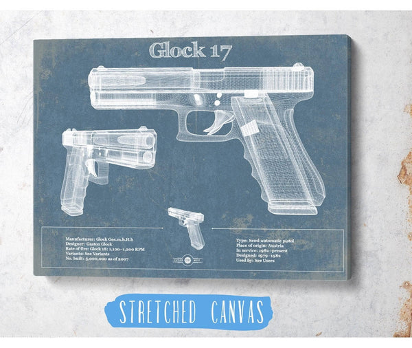 Cutler West Glock 17 Blueprint Vintage Gun Print