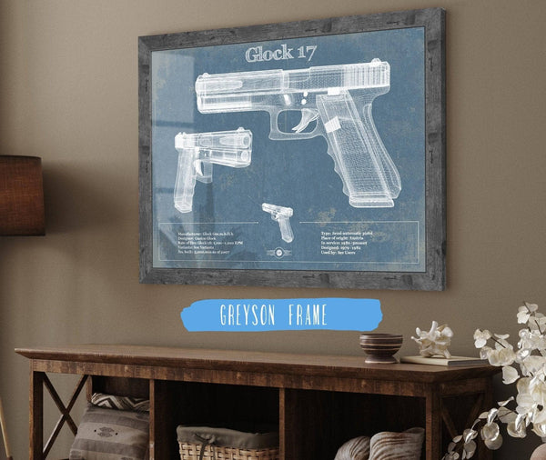 Cutler West Glock 17 Blueprint Vintage Gun Print