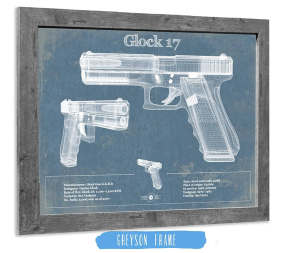 14" x 11" / Greyson Frame Cutler West Glock 17 Blueprint Vintage Gun Print