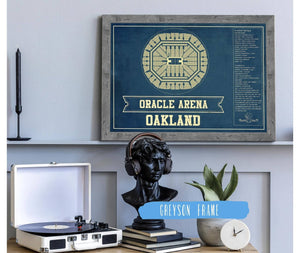 Cutler West Golden State Warriors - Oracle Arena Vintage Basketball Blueprint Framed NBA Print