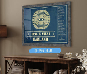 Cutler West Golden State Warriors - Oracle Arena Vintage Basketball Blueprint Framed NBA Print