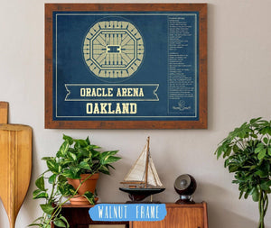 Cutler West Golden State Warriors - Oracle Arena Vintage Basketball Blueprint Framed NBA Print