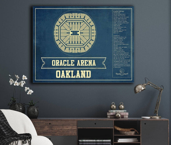 Cutler West Golden State Warriors - Oracle Arena Vintage Basketball Blueprint Framed NBA Print