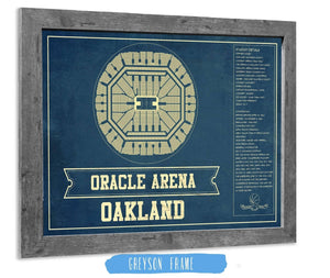 14" x 11" / Greyson Frame Cutler West Golden State Warriors - Oracle Arena Vintage Basketball Blueprint Framed NBA Print