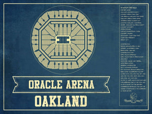 14" x 11" / Unframed Cutler West Golden State Warriors - Oracle Arena Vintage Basketball Blueprint Framed NBA Print
