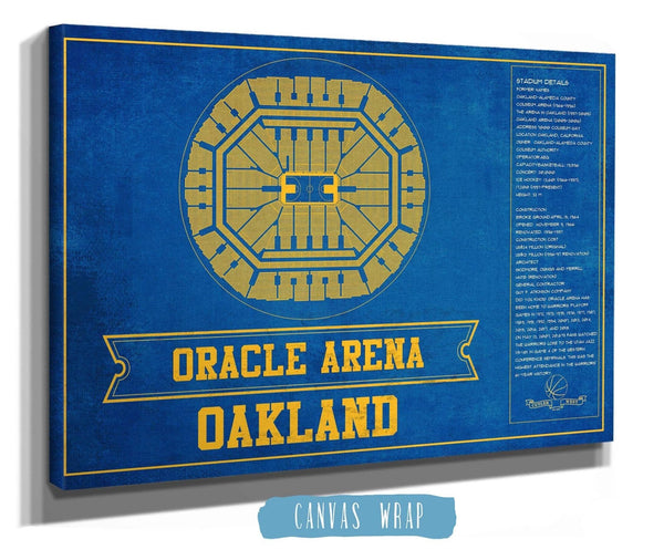 Cutler West Golden State Warriors - Oracle Arena Vintage Basketball Blueprint Framed NBA Team Color Print