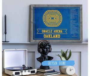 Cutler West Golden State Warriors - Oracle Arena Vintage Basketball Blueprint Framed NBA Team Color Print