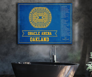 Cutler West Golden State Warriors - Oracle Arena Vintage Basketball Blueprint Framed NBA Team Color Print