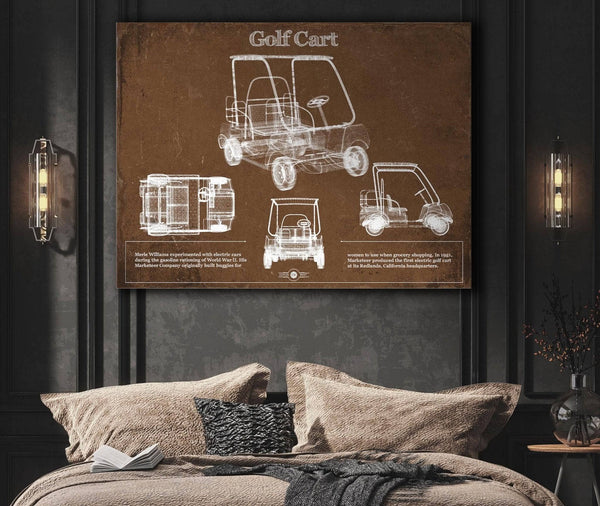 Cutler West Golf Cart Blueprint Patent Art
