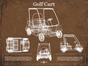14" x 11" / Unframed Cutler West Golf Cart Blueprint Patent Art