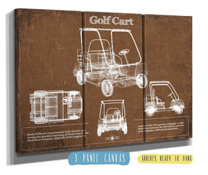 36" x 24" / 3 Panel Canvas Wrap Cutler West Golf Cart Blueprint Patent Art