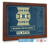 Cutler West 14" x 11" / Walnut Frame McCarthey Athletic Center Gonzaga Bulldogs Vintage Basketball Blueprint 933350216-14"-x-11"82703