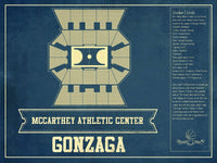 Cutler West 14" x 11" / Unframed McCarthey Athletic Center Gonzaga Bulldogs Vintage Basketball Blueprint 933350216-14"-x-11"82700