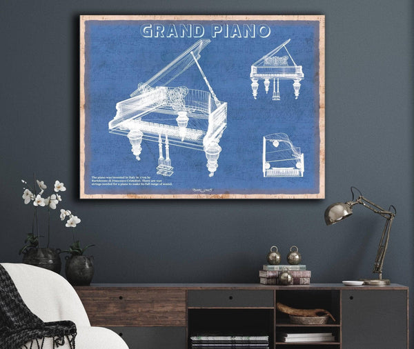 Cutler West Grand Piano Musical Instrument Original Blueprint Art