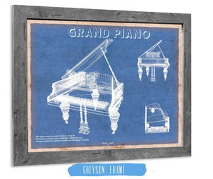 14" x 11" / Greyson Frame Cutler West Grand Piano Musical Instrument Original Blueprint Art