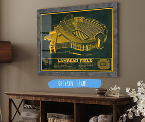 14" x 11" / Greyson Frame Cutler West Green Bay Packers - Lambeau Field Team Color Vintage Football Print