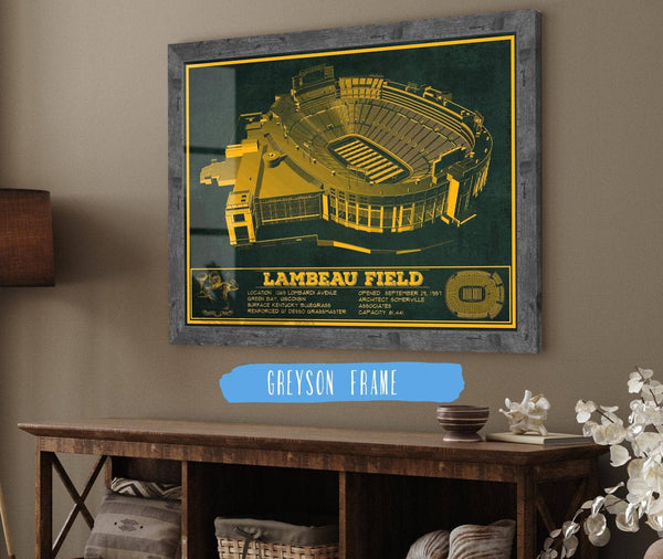 14" x 11" / Greyson Frame Cutler West Green Bay Packers - Lambeau Field Team Color Vintage Football Print