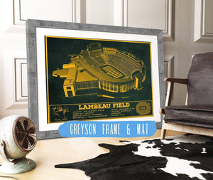 14" x 11" / Greyson Frame & Mat Cutler West Green Bay Packers - Lambeau Field Team Color Vintage Football Print