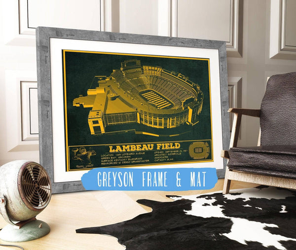 14" x 11" / Greyson Frame & Mat Cutler West Green Bay Packers - Lambeau Field Team Color Vintage Football Print