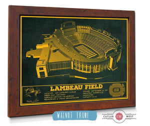 20" x 16" / Walnut Frame Cutler West Green Bay Packers - Lambeau Field Team Color Vintage Football Print