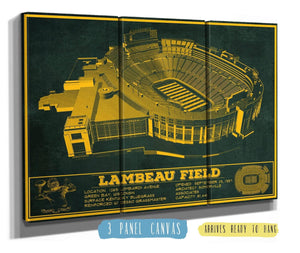 36" x 24" / 3 Panel Canvas Wrap Cutler West Green Bay Packers - Lambeau Field Team Color Vintage Football Print