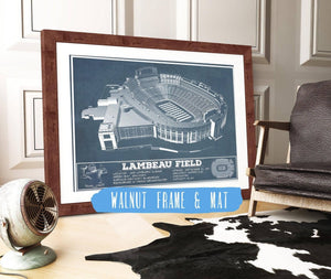 20" x 16" / Walnut Frame & Mat Cutler West Green Bay Packers - Lambeau Field Vintage Football Print