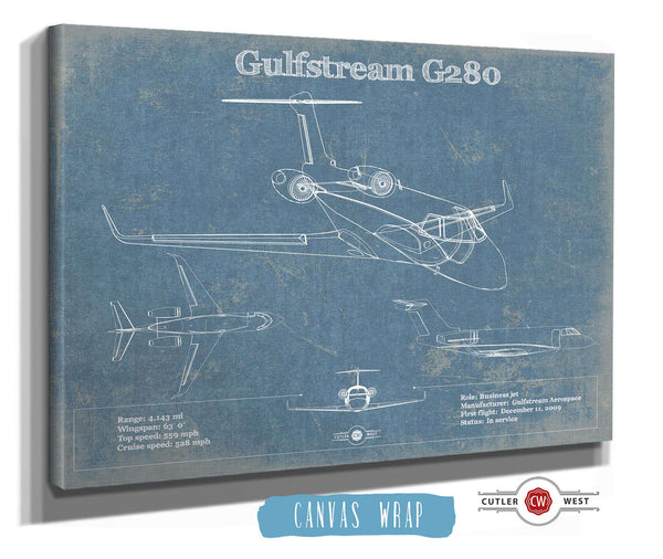 Cutler West Gulfstream G280 Vintage Blueprint Airplane Print