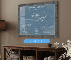 14" x 11" / Greyson Frame Cutler West Gulfstream G280 Vintage Blueprint Airplane Print