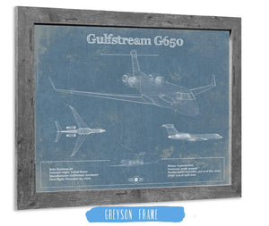 14" x 11" / Greyson Frame Cutler West Gulfstream G650 Jet Vintage Aviation Blueprint
