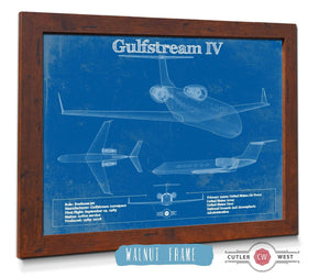 20" x 16" / Walnut Frame Cutler West Gulfstream IV Jet Original Blueprint Art
