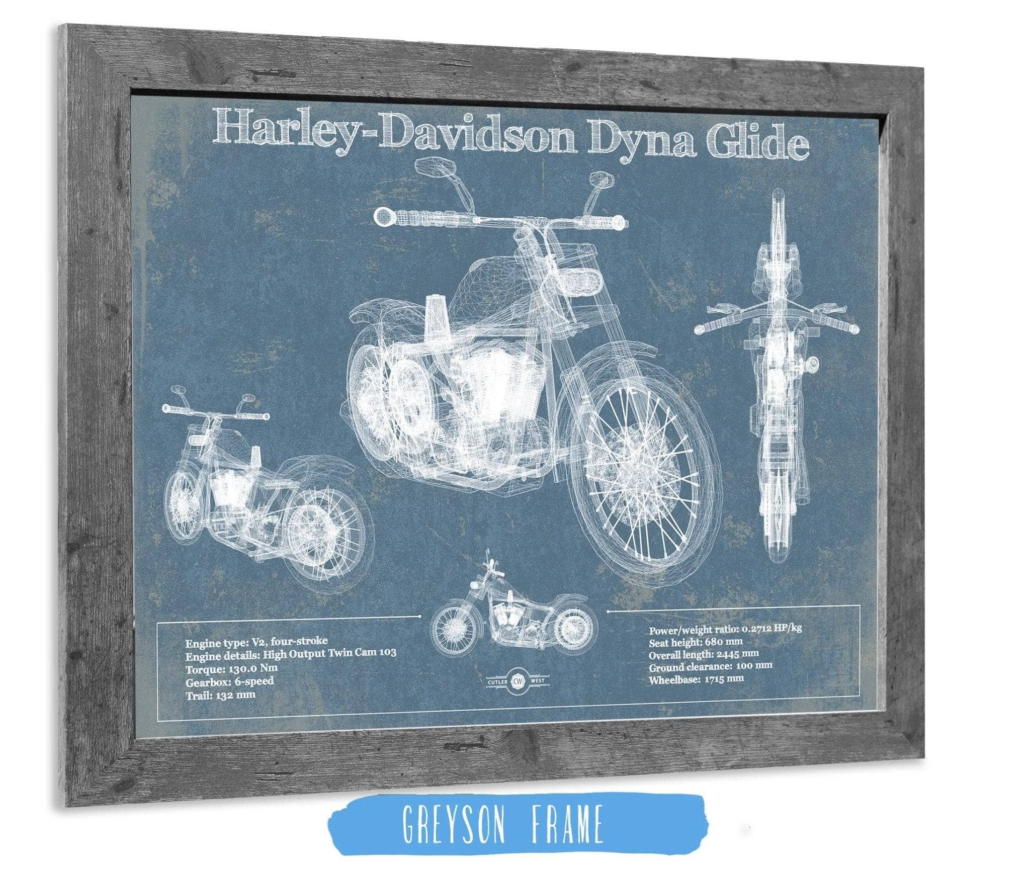 Harley-Davidson Dyna Glide Blueprint Motorcycle Patent Art by