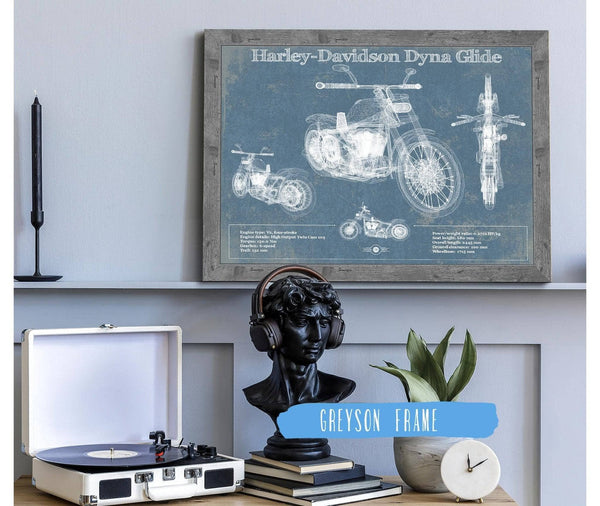 20" x 16" / Greyson Frame Cutler West Harley-Davidson Dyna Glide Blueprint Motorcycle Patent Print