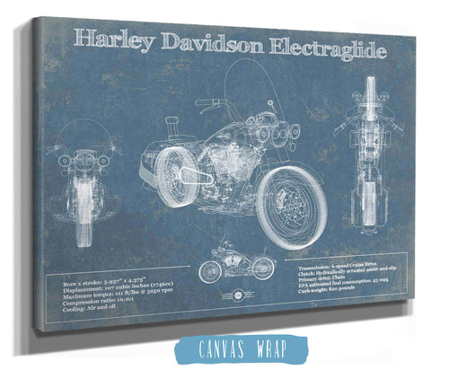 14" x 11" / Stretched Canvas Wrap Cutler West Harley Davidson ElectraGlide Motorcycle Patent Print