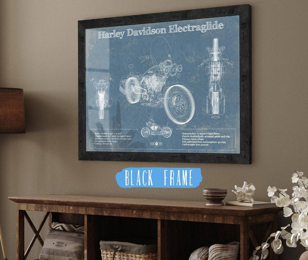 20" x 16" / Black Frame Cutler West Harley Davidson ElectraGlide Motorcycle Patent Print
