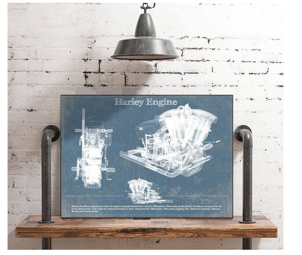 Cutler West Harley-Davidson Engine Vintage Blueprint Motorcycle Engine Patent Print