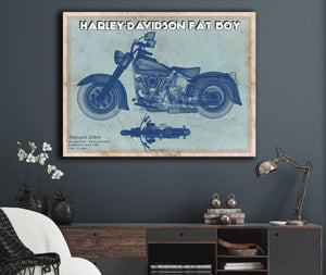 Cutler West Harley-Davidson Fat Boy Blueprint Motorcycle Patent Print