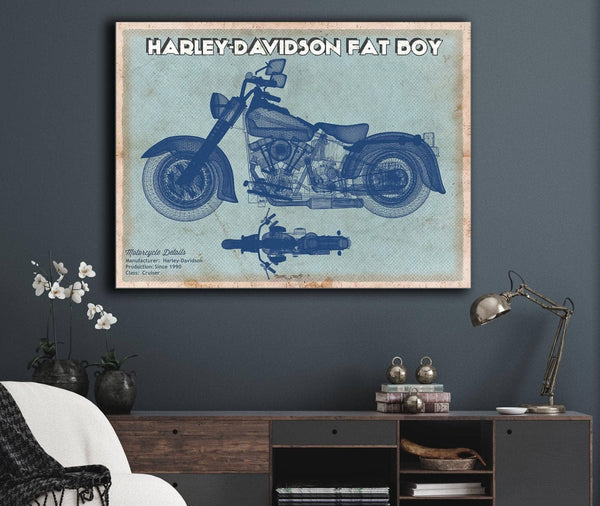 Cutler West Harley-Davidson Fat Boy Blueprint Motorcycle Patent Print