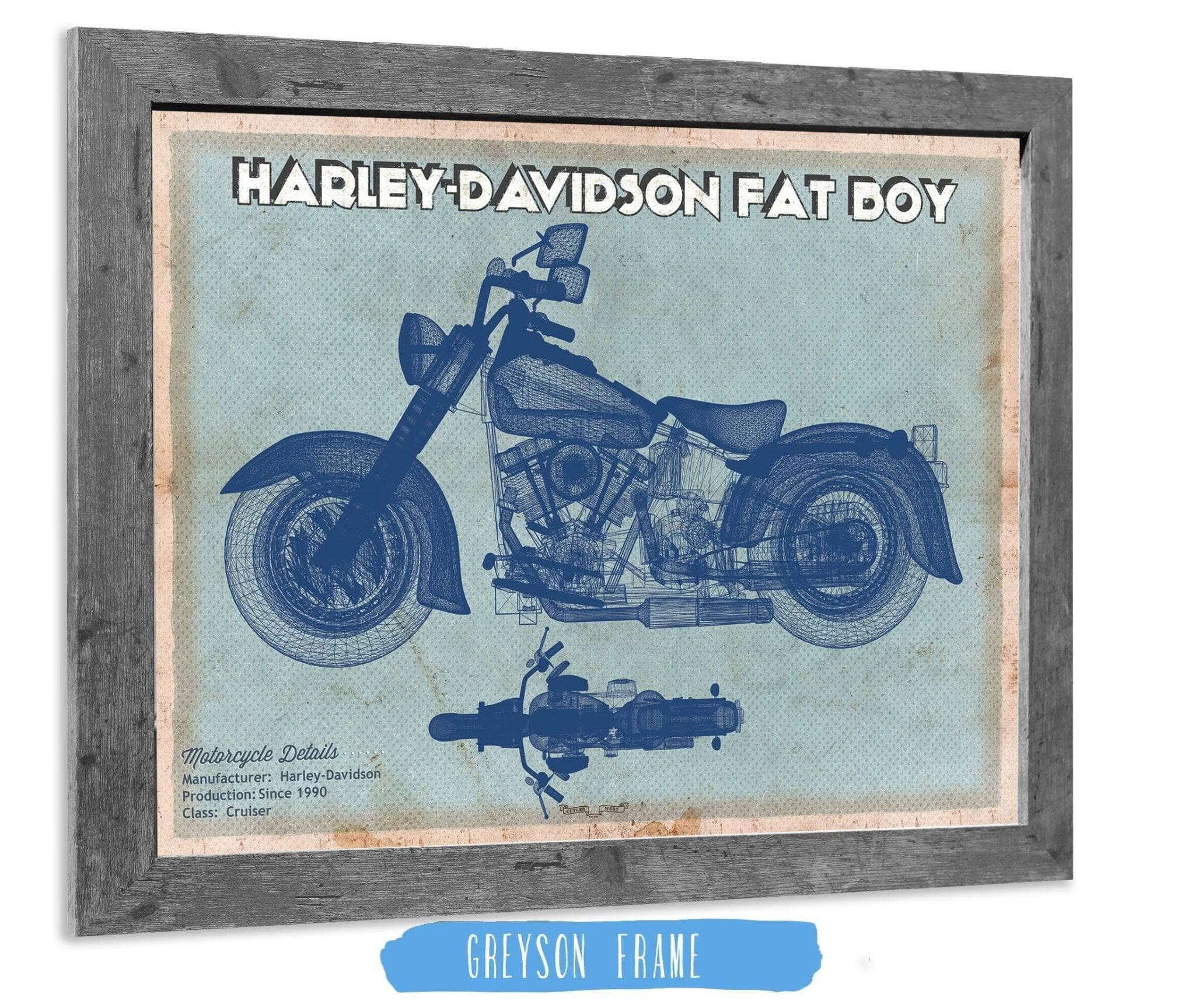 Harley-Davidson Fat Boy Blueprint Motorcycle Patent Art by Cutler West
